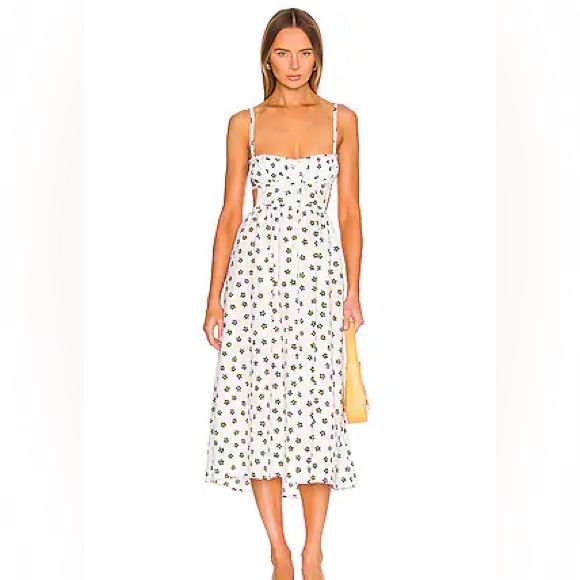 NWT For Love & Lemons Brenda Floral Midi Dress Size M - Picture 4 of 9